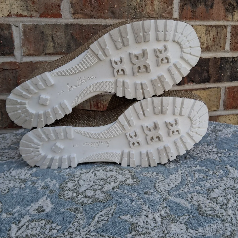 Sam Edelman Raffia Platform Slides 9 Woven Buckle Chunky Sandals Boho Festival - Picture 10 of 17